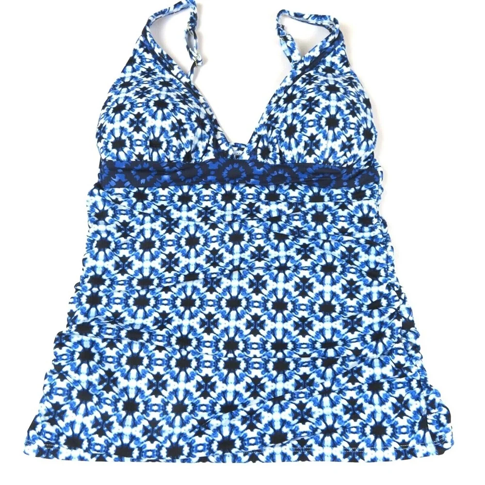 TOMMY BAHAMA blue Shibori Splash tankini top swimwear Size S